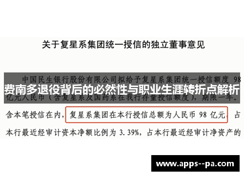 费南多退役背后的必然性与职业生涯转折点解析 费南多退役背后的必然性与职业生涯转折点解析
