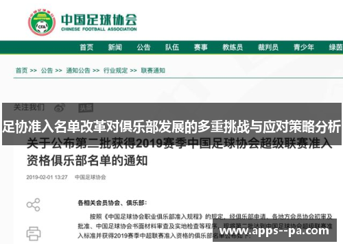 足协准入名单改革对俱乐部发展的多重挑战与应对策略分析